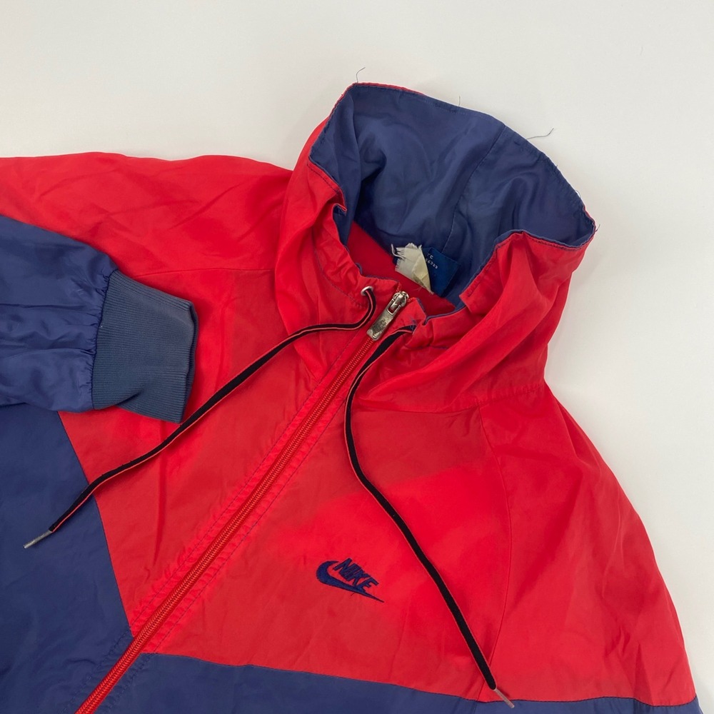 VINTAGE Nike Windbreaker Mens XL Red Blue 90s Colorblock Zip Up Jacket Retro